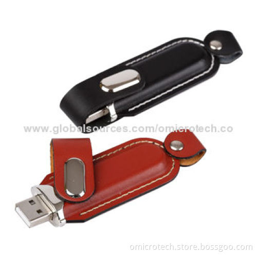 Leather USB Flash Drive, USB2.0 Interface and 64MB to 32GB Memory Capacity